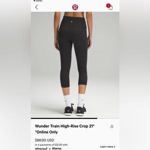 Lulu Lemon Black Cropped Leggings
